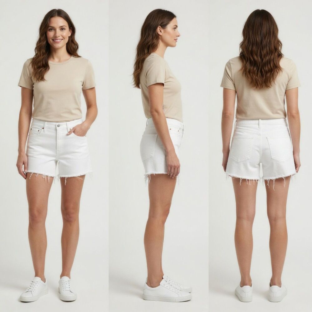 J.Crew White Denim Cutoff Shorts Size 28 Frayed Hem